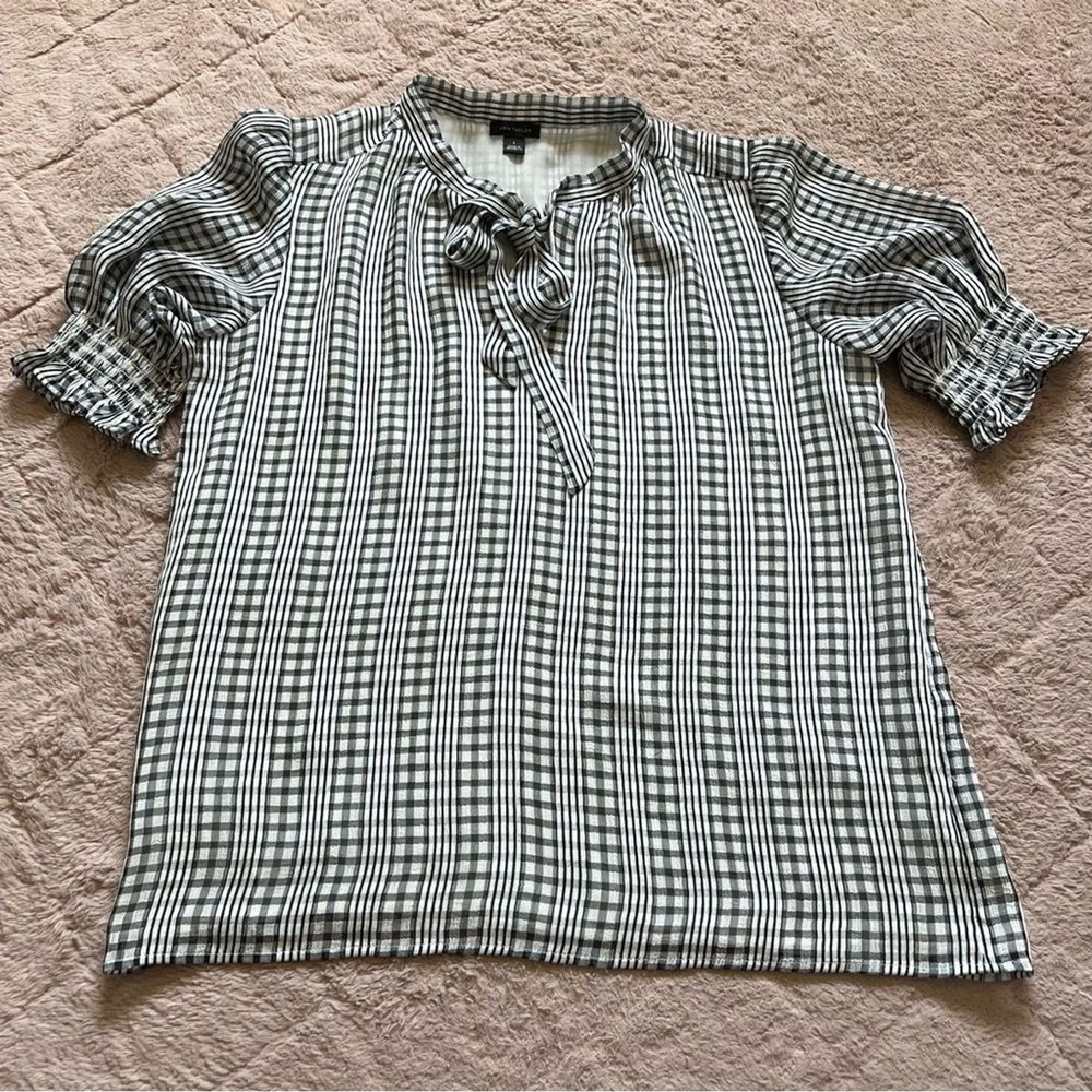 Ann Taylor Plaid Blouse Preppy Minimalist Capsule Cottage Coquette Size S